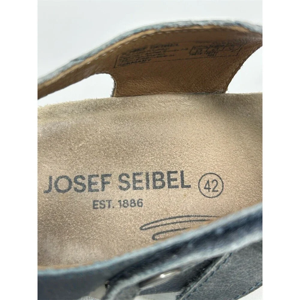 Josef Seibel Tonga 25 Womens Gray Comfort Wedge Sandals Hook & Loop Size 42